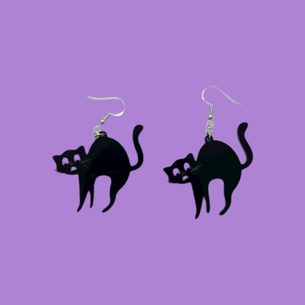 Black Cats - Dangling Earrings